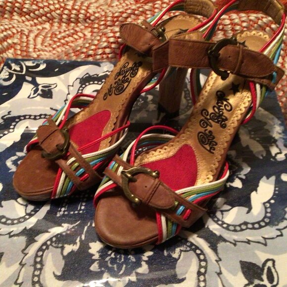 Naughty Monkey Colored Strap heel size 6.5 - Picture 3 of 5